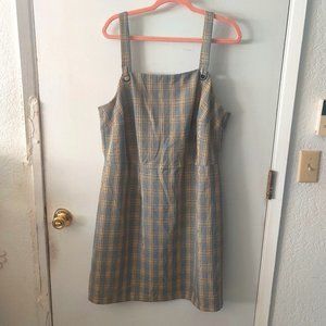 Sleeveless Mini Pinafore/Overdress Gray with Yellow Plaid from BeBop 1X